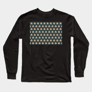 Turquoise And Beige Triangle Pattern Long Sleeve T-Shirt